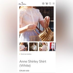 Miss Patina Anne Shirley cottagecore embroidered blouse